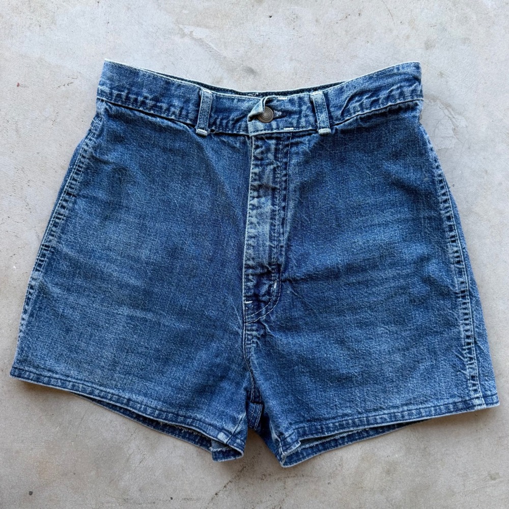 Vintage Touche Denim Shorts High Waisted Rainbow Heart Embroidered Blue 11/12
